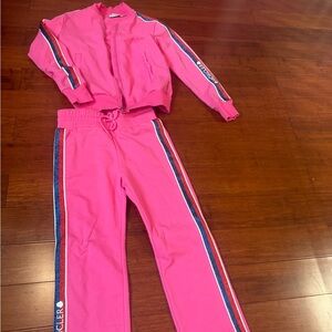 Moncler Fuchsia Kids Set with Striped Accents